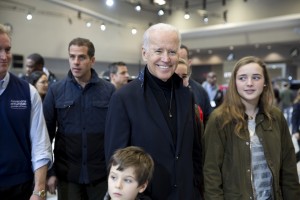 Vice President Joe Biden tours The 2014 Washington Auto Show with his grandson.