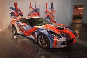 A 2014 Chevrolet Corvette Stingray was transformed into a canvas on wheels on Friday, Oct. 10, when three General Motors automotive designers used paint bottles and brushes to create a “performance art car” as part of the Museum of Contemporary Art Detroit (MOCAD) Gala Fundraiser. The vehicle will remain on display at the museum.