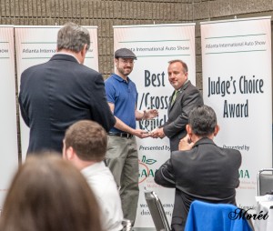 Steve Parrett accepts the GAAMA award for Best SUV/Crossover: 2017 Infiniti QX30.