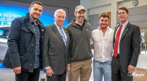 Ryan Zimmerman, Congressman Steny Hoyer, Chris Duffley of American Red Cross, Alek Skarlatos, the American Hero who stopped a terrorist on a Paris bound train and show producer John O'Donnell took a moment to pose for the camera on Military Day.