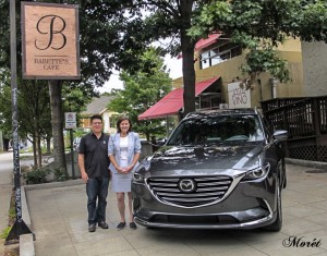 Mazda North American Operations’ Tetsu Nakazawa, the vehicle line manager for the CX-9 with Manager of Public Affairs, Tamara Mlynarczyk at Babette's Cafe.